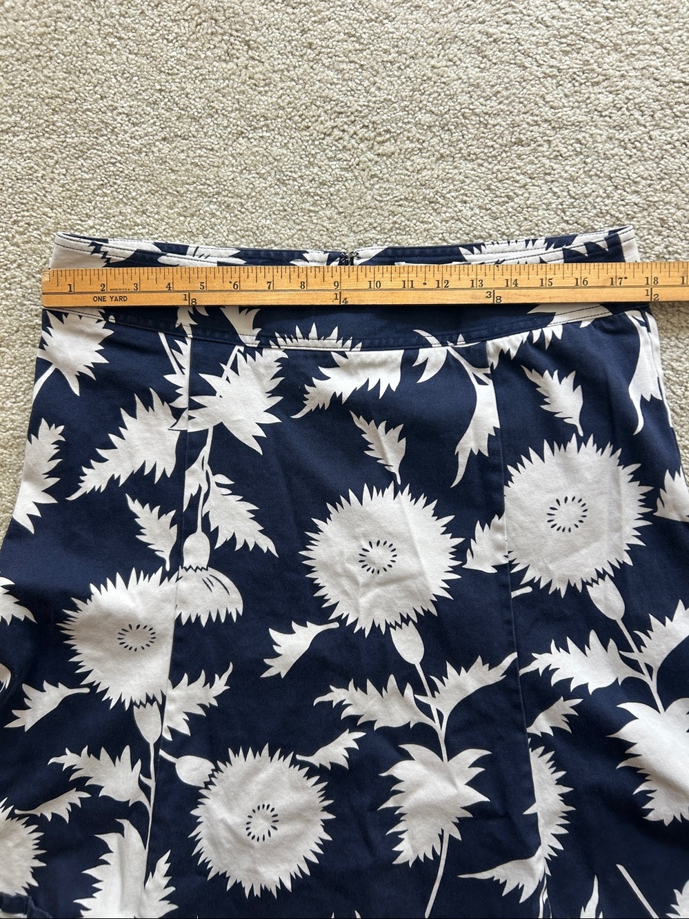 Isaac Mizrahi Navy and White Floral A-Line Skirt - Picture 5 of 5